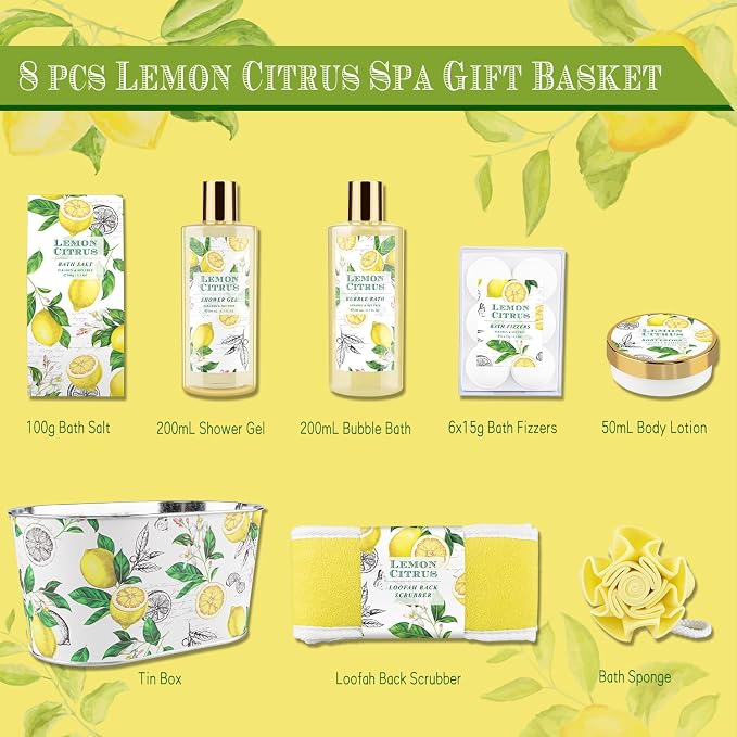 Bath Gift Set, Lemon Citrus Spa Gift Basket - Image 2