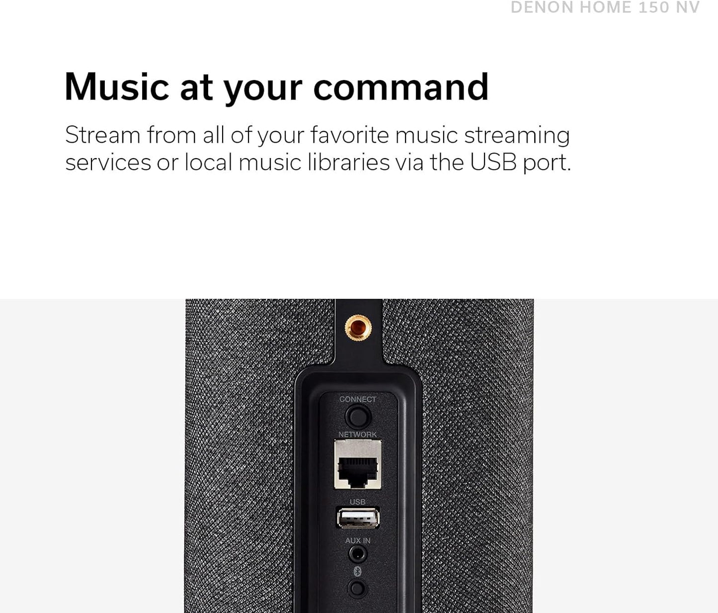 Denon Home 150 NV Wireless Speaker (Black), 1" Tweeter, 3.5" Woofer, Home Speaker with HEOS Built-in, AirPlay 2, and Bluetooth, Multi-Room Streaming, Simple Setup, Compact Design