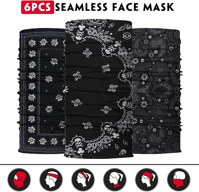 Venswell Neck Gaiter Face Mask Men Women, Seamless Bandana Rave Face Cover - Image 4