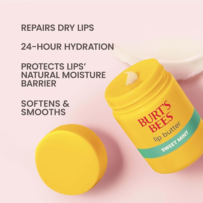 Burt's Bees Sweet Mint Lip Butter, Repairs Dry Lips, 24 Hour Hydration - Image 2