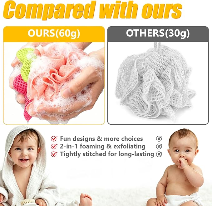 Kids Loofah, Cute Cartoon Animal Kids Bath Sponge - Image 8