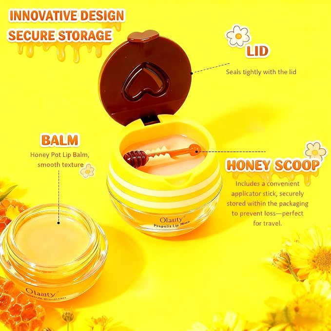 10Pcs Bee Lip Balm Honey Pot, Strawberry, Watermelon, Apple Lime, Aloe Vera - Image 8