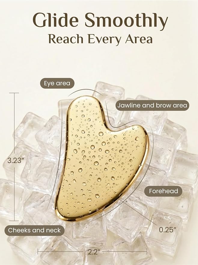 Rena Chris Gua Sha Facial Tools, Stainless Steel Guasha Tool - Image 2