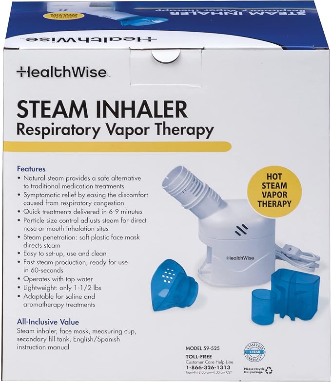HealthWise Steam Inhaler Respiratory Vapor Therapy | Sinus Pressure, Congestion - Image 3