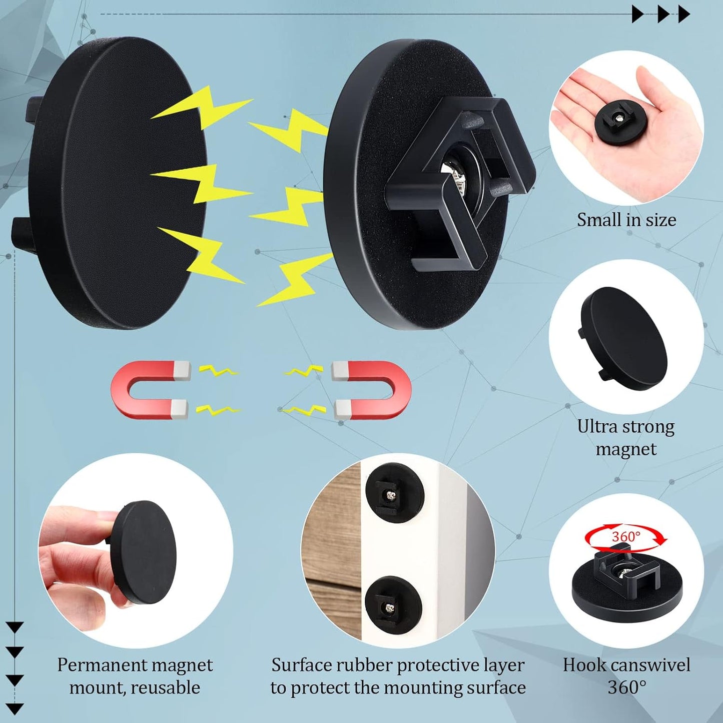 Yookeer 230 Pieces Magnetic Zip Tie Mount Multipurpose Cable Holder Magnets Magnetic Wire Management Bases with Heavy Duty Zip, Mount Nylon Cable Ties in Total (43 mm)