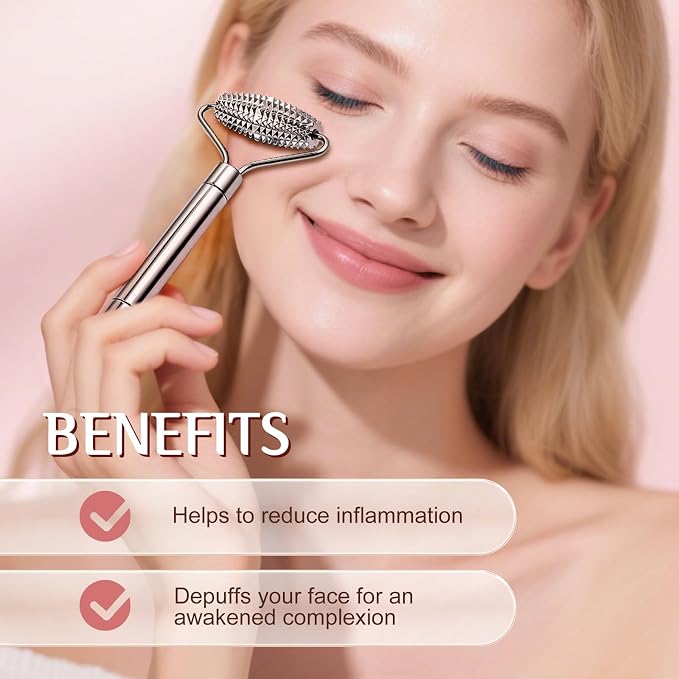 Gua Sha Facial Tools and Face Roller Set, Stainless Steel Facial Sculpting Eyes - Image 3
