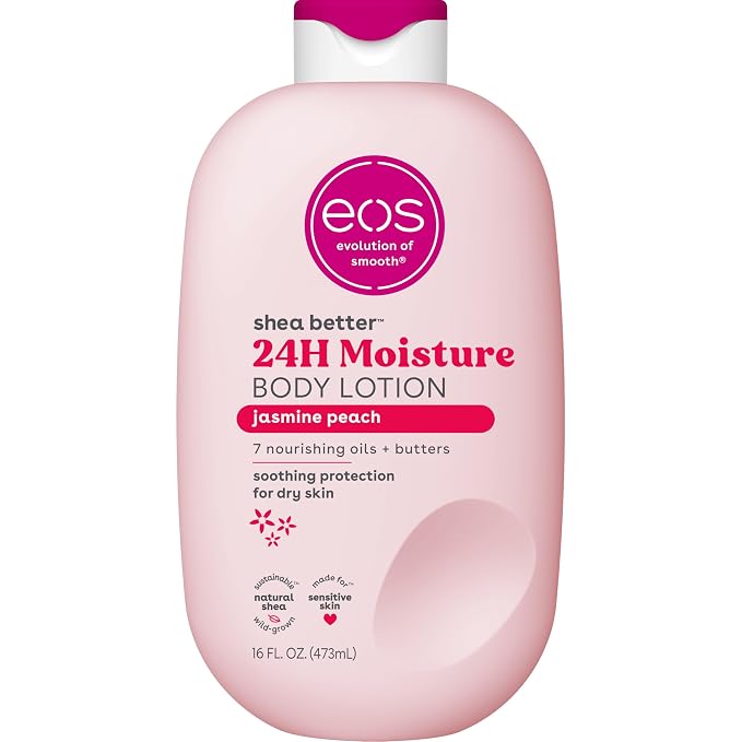eos Shea Better Body Lotion Jasmine Peach, 24-Hour Moisture Skin Care, by eosproducts
