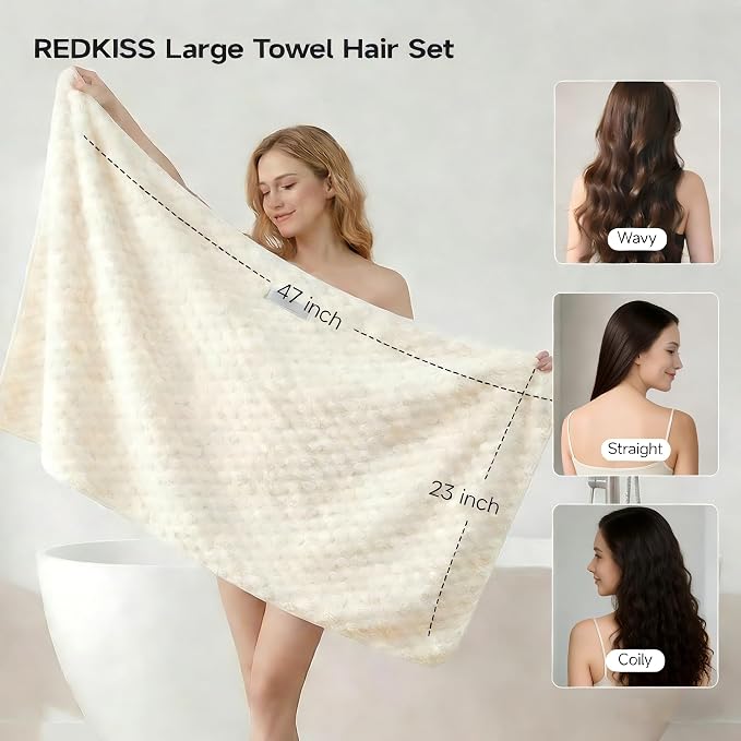 REDKISS 4 Pack Extra Large Hair Towels - Image 2