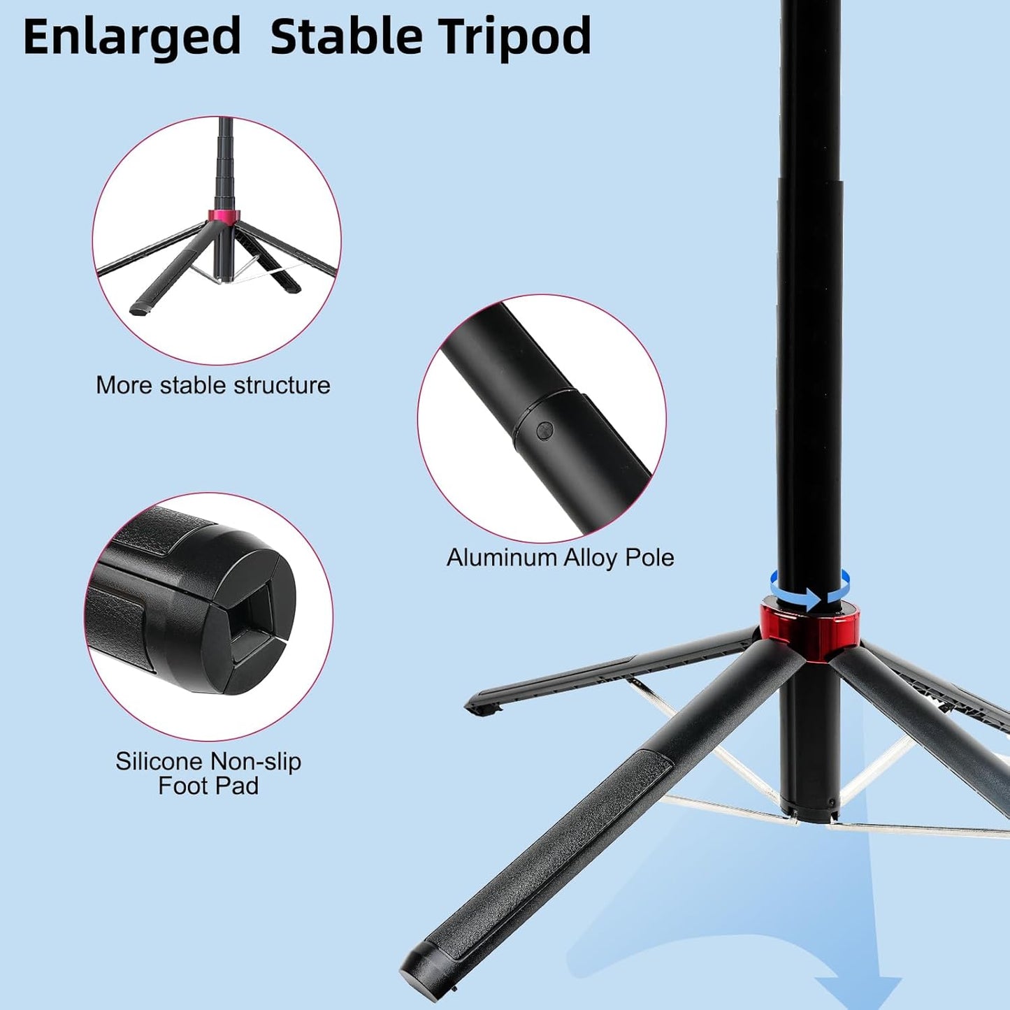 WOVTE 62" Selfie Stick with 2 Lights, Extendable Stand for iPhone, Selfie Stick with Remote, Portable Phone Tripod for Cell Phone Compatible with iPhone/Android, Camera & GoPro