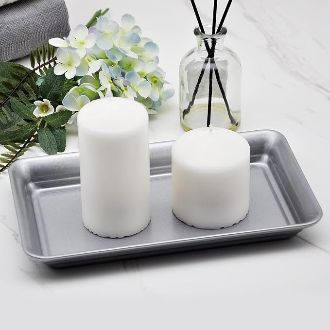 Vintage Farmhouse Decor Metal Vanity Tray, Countertop Guest Hand Towel Storage - Image 4