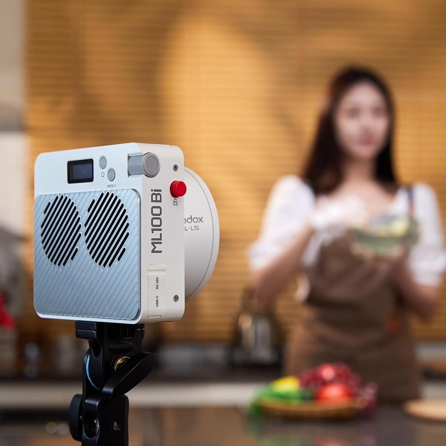 Godox ML100Bi Bi-Color LED Video Light, 120W 34300Lux@1M CRI 97+ TLCI 98+ 2800K-6500K, 11 FX Effects Photography Light, Portable LED Continuous Light