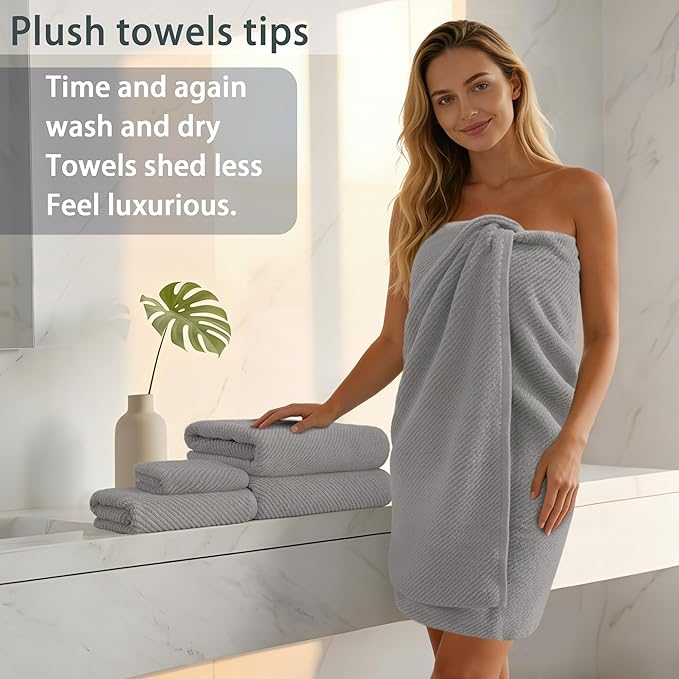 VOOVA & MOVAS Grey Bathroom Towel Sets - Image 5