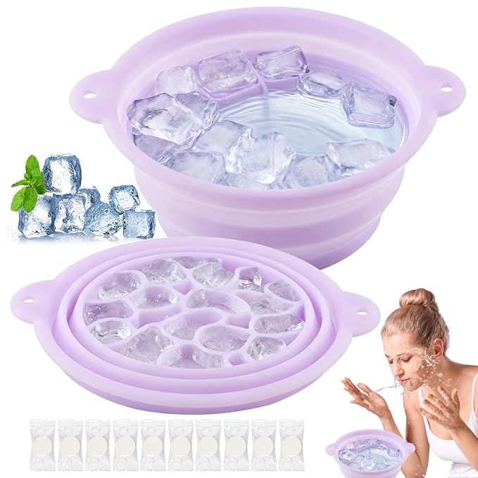 Face Bowl for Ice with Built-In Ice Tray, Collapsible Silicone Facial Ices Bath by Unknown