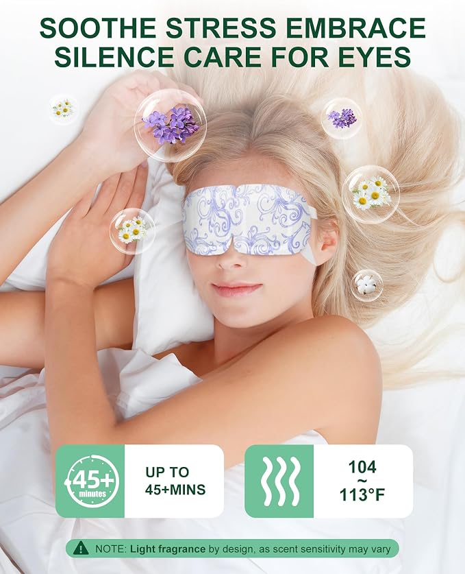 Self Heating Eye Mask for Dry Eyes 24 Pack, 45+ Min Steam Eye Masks Disposable - Image 3