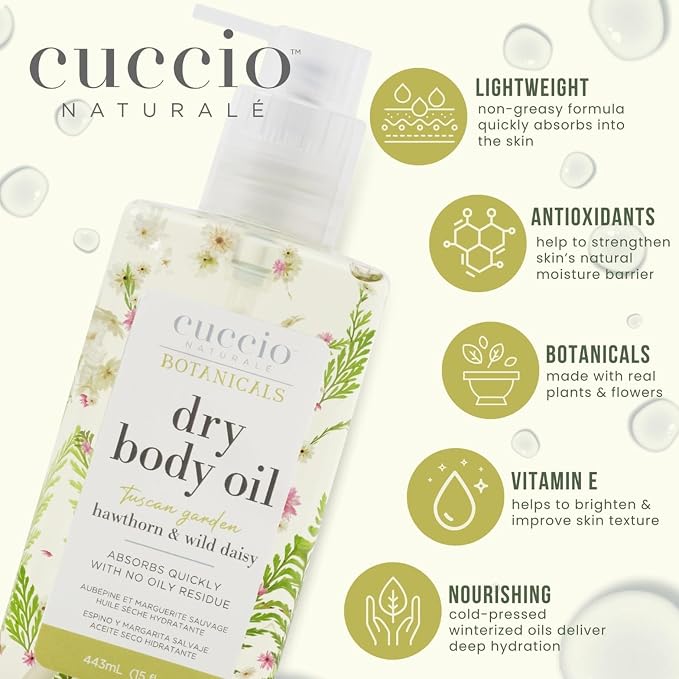 Cuccio Naturale Hydrating Dry Body Oil – Hawthorn & Wild Daisy, Fast‑Absorbing - Image 3