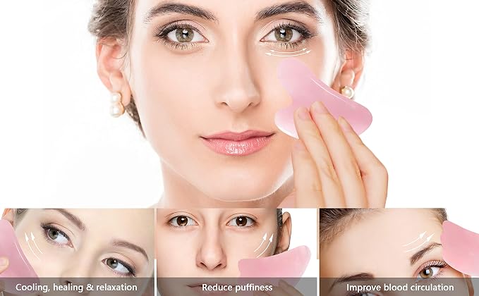 Mina Heal Rose Quartz Gua Sha Facial Massage Stone Excellent Skincare Tool - Image 3