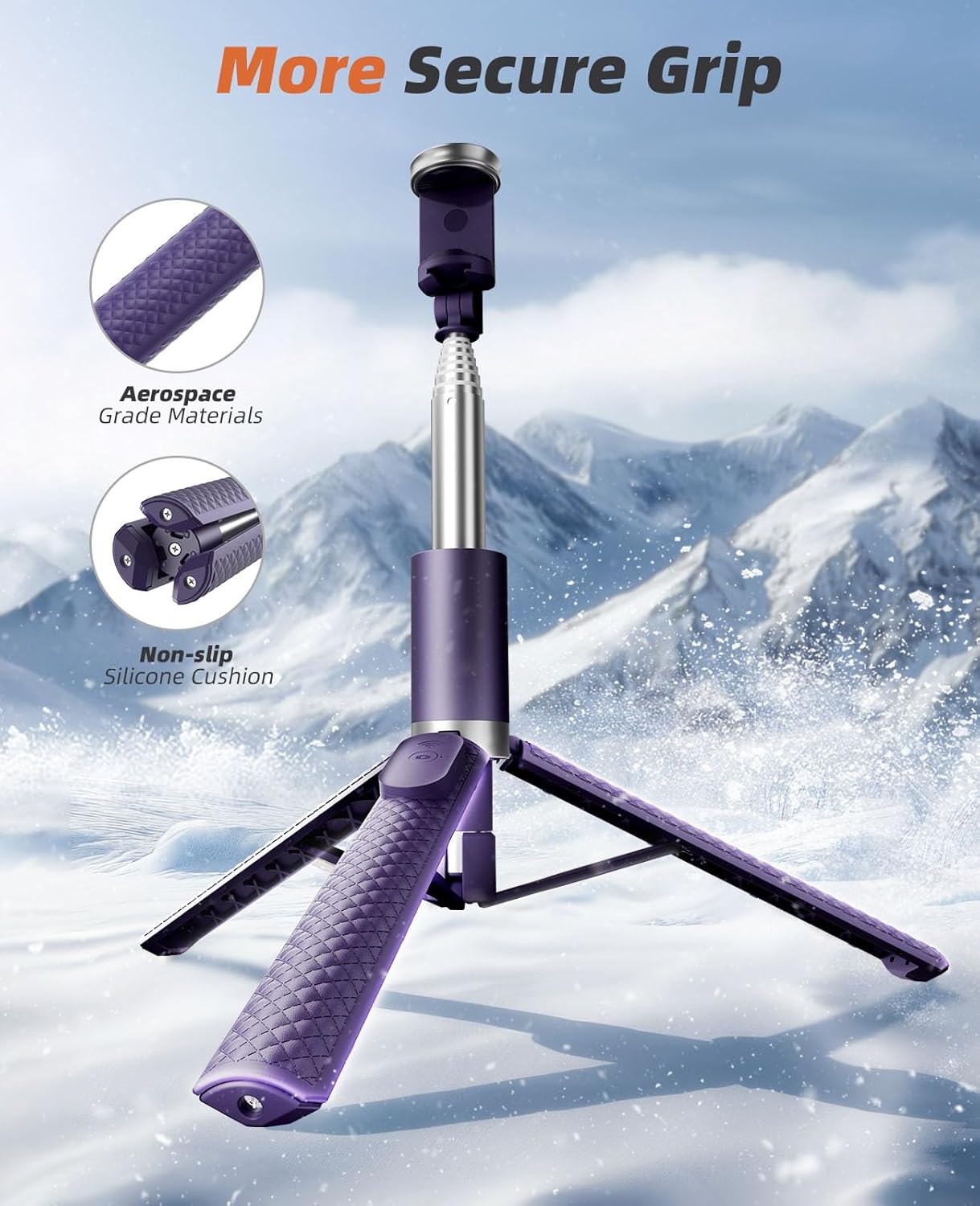 62" Phone Tripod & Selfie Stick, Tripod for iPhone with Remote, All-in-1 Cell Phone Stand, Portable, Extendable Stand for Selfies Video Recording Vlog, Compatible with iPhone Android (Purple)