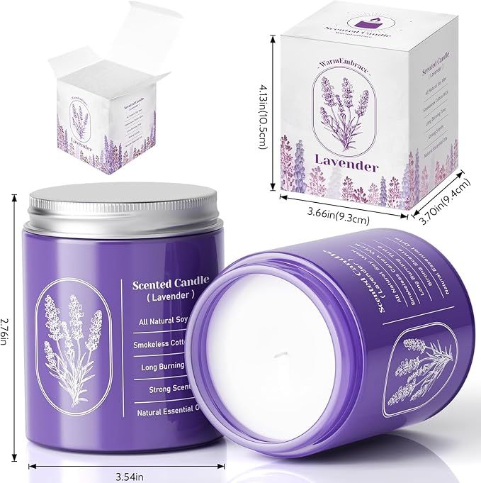 WarmEmbrace Lavender Candles for Home Scented, 30.4 oz Aromatherapy Purple Jar - Image 2