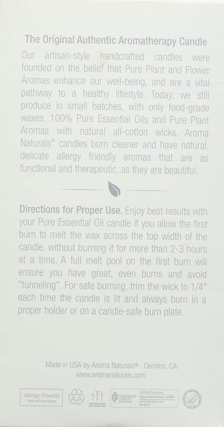 Aroma Naturals Essential Oil Tranquility Pillar Candle, 2.5" x 4", 11 Ounce - Image 3
