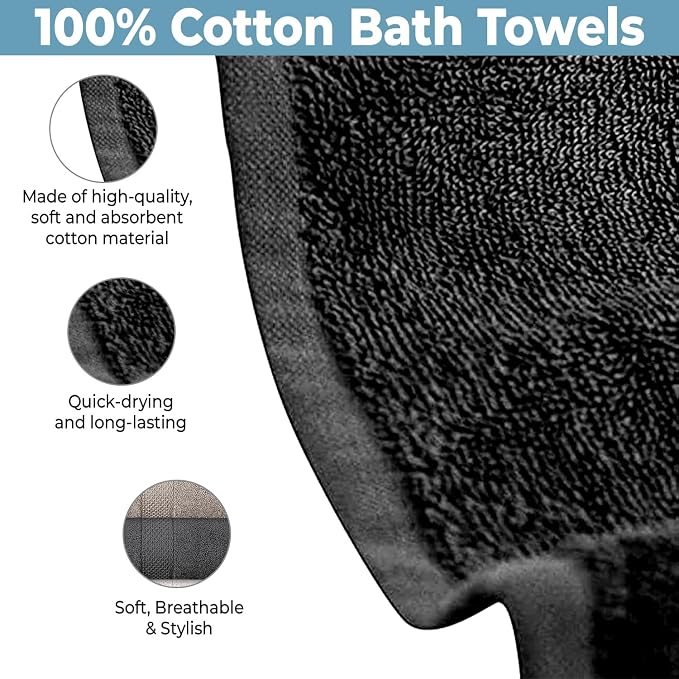 QUBA LINEN Hotel & Spa 100% Cotton Bath Towels Pack of 6, Ultra Soft, Quick Dry - Image 7