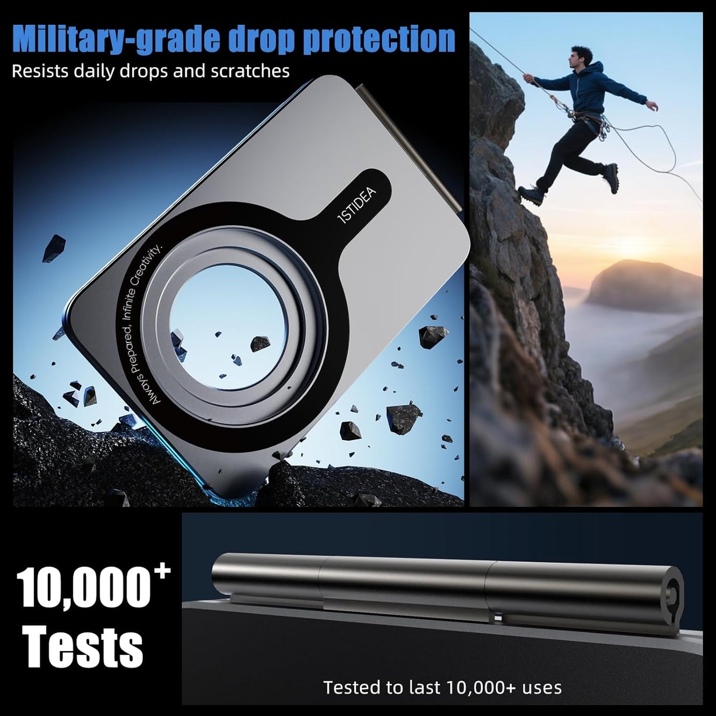 Phone Tripod Stand, Aluminum Alloy Mini Tripod Compatible with Magsafe iPhone 16/15/14/13/12 Series, Foldable Strong Magnetic Phone Stand, Mult-Angle Adjustment Selfie Stick(Grey)