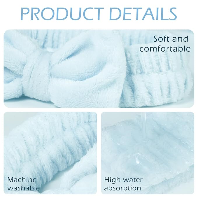 Fmeida Wrist Bands for Washing Face Skincare Headband Spa Headbands, 3 Pack - Image 4