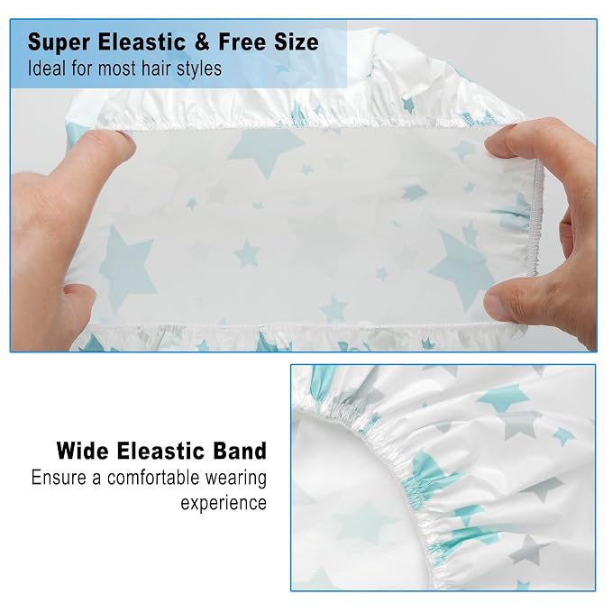 6 PCS Shower Caps for Women, Double Side Waterproof Shower Cap, Reusable - Image 6