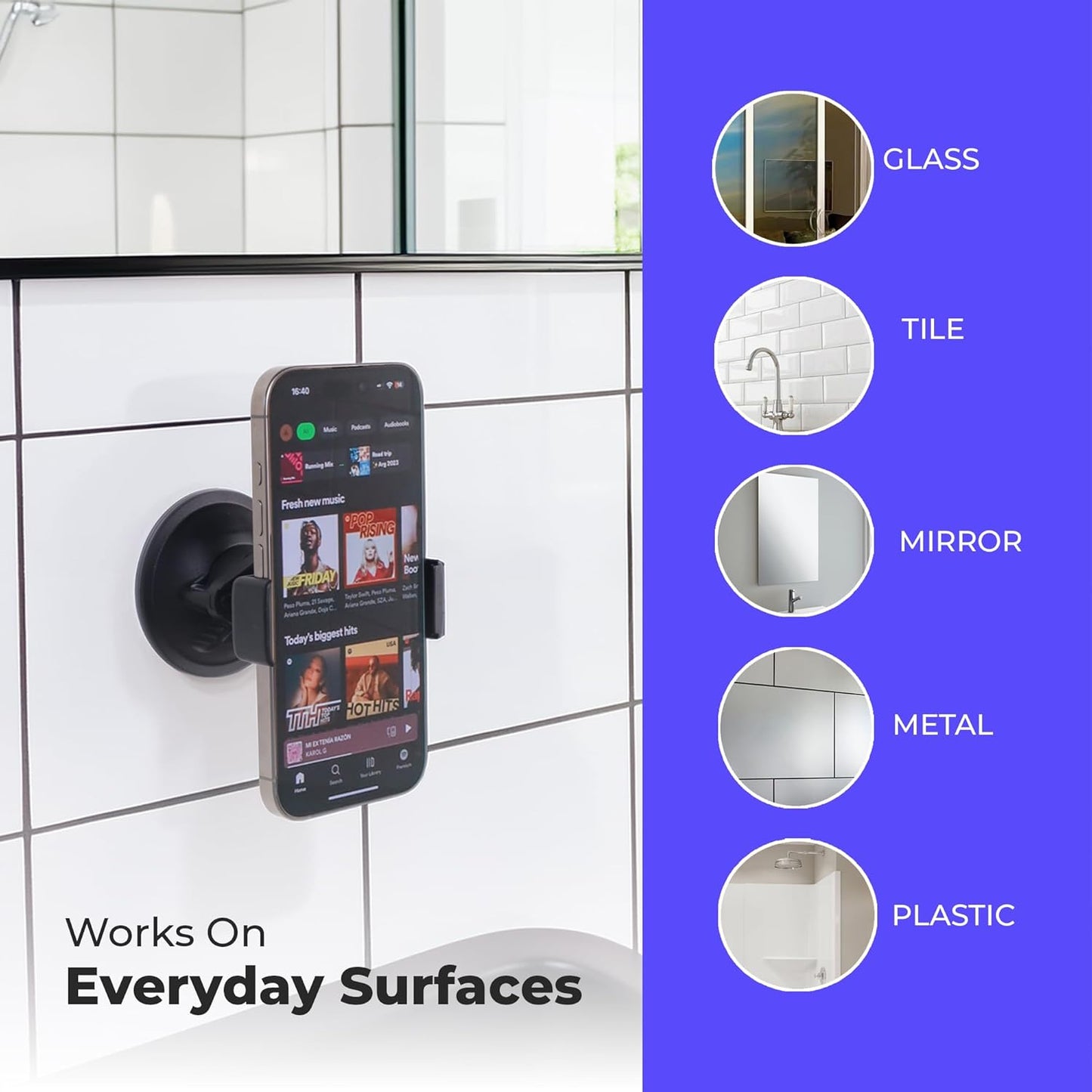 Universal Phone Holder, Record with Front and Back Camera, Shower Mirror Bathroom Phone Holder, Adjustable Wall Mount Stand, TikTok YouTube Vlog Video Recording Kit Influencer Essentials Accessories