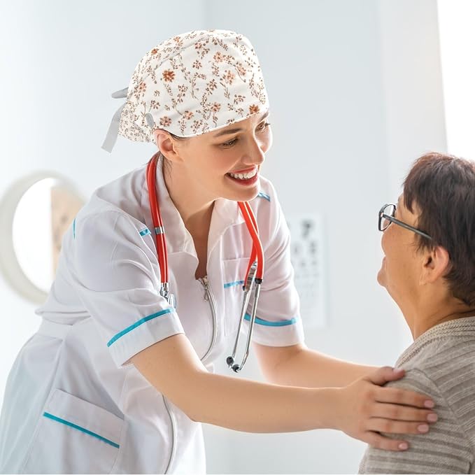 Scrub Caps Women Nursing Hats Floral Flowers - Image 6