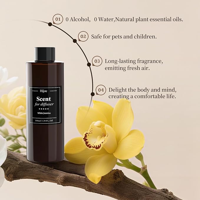 White Jasmine Essential Oil for Aroma Diffuser, Luxury Hotel Scent Refill for - Image 2