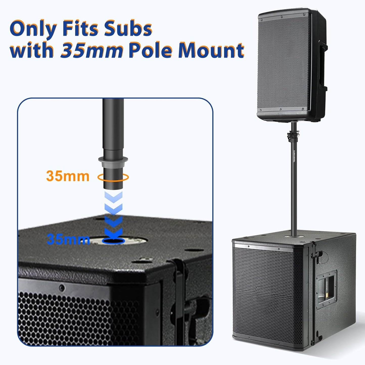 Set of 2 Speaker Poles for Subwoofer Extended Speaker Pole Only Fits Subwoofers with 35mm Pole Mount, 32.8"-51.1" Height Adjustable
