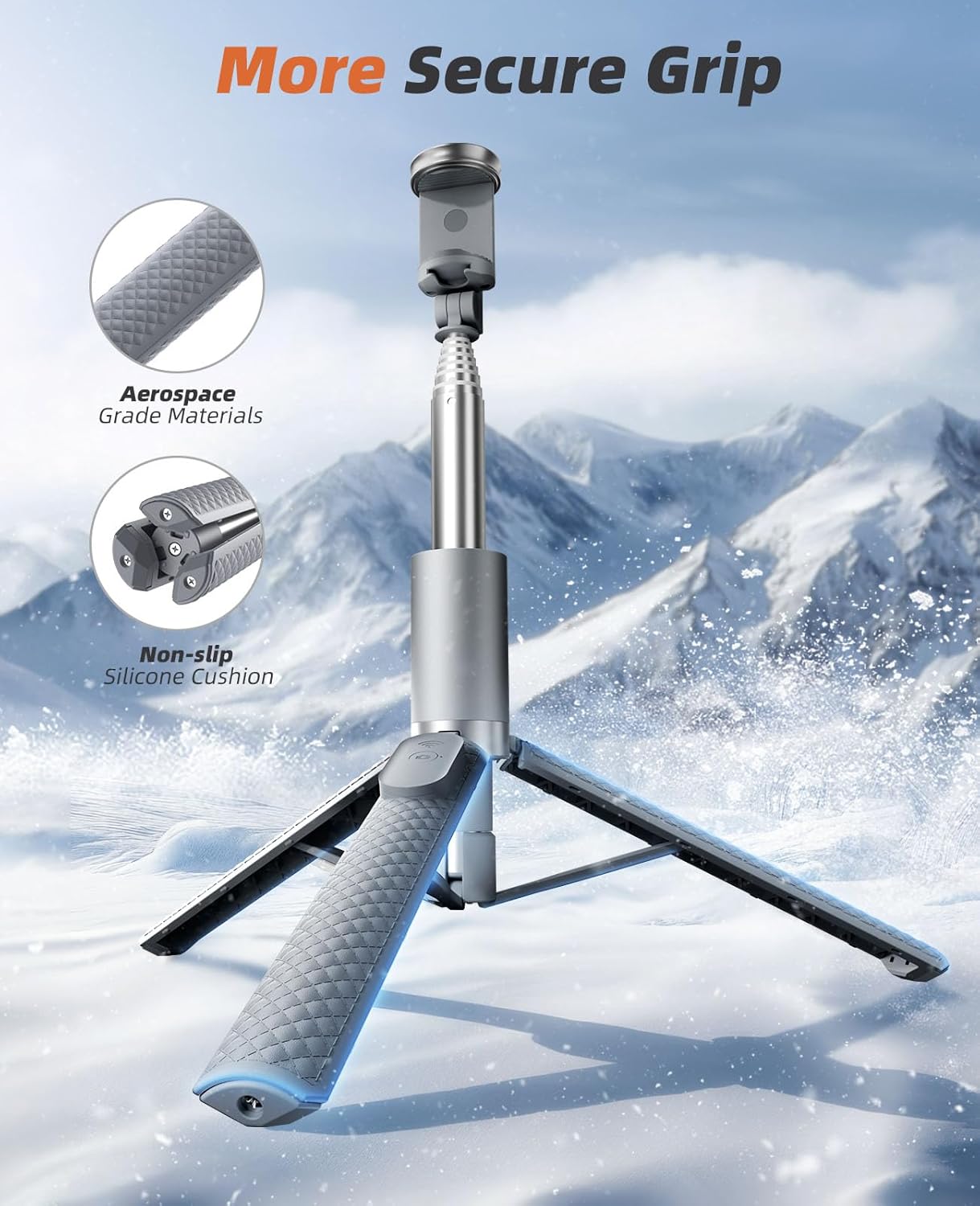 62" Phone Tripod & Selfie Stick, Tripod for iPhone with Remote, All-in-1 Cell Phone Stand, Portable, Extendable Stand for Selfies Video Recording Vlog, Compatible with iPhone Android (Grey)