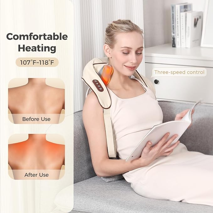 KppeX 4D Deep Cordless Neck Massager Pillow, Shiatsu Shoulder Massager - Image 3