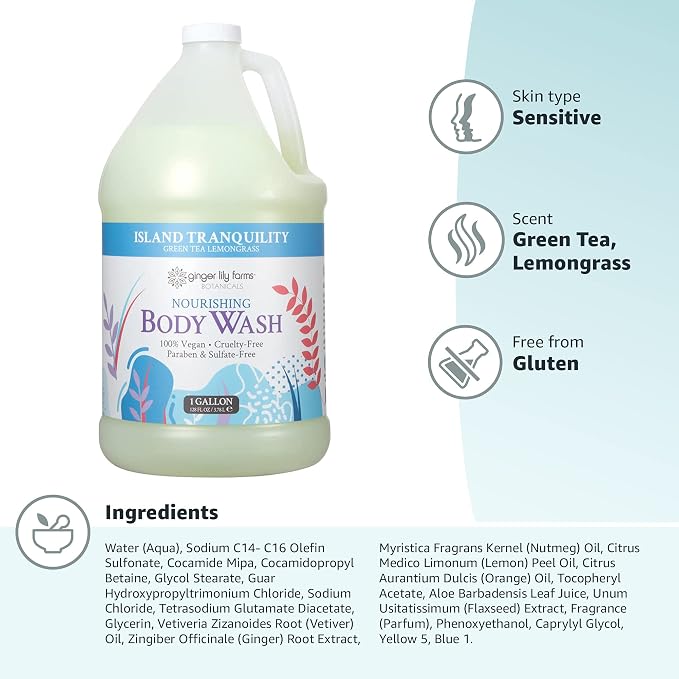 Ginger Lily Farms Botanicals Nourishing Body Wash, Island Tranquility, 100% - Image 5
