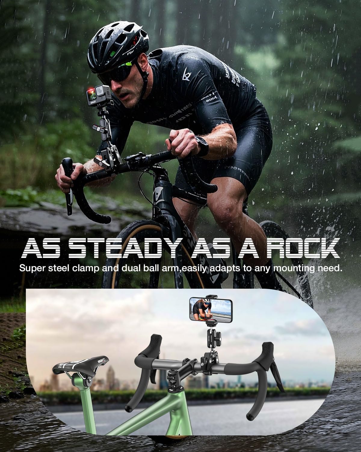 Super Clamp Camera Mount, 360° Dual Ballhead Magic Arm, 1/4"-20 & 3/8"-16 Threads, Super Clamp Kit for Phone/LED Lights/DSLR Camera/Gopro/Ronin-M/MOVI/Insta360/Tripod/Desk