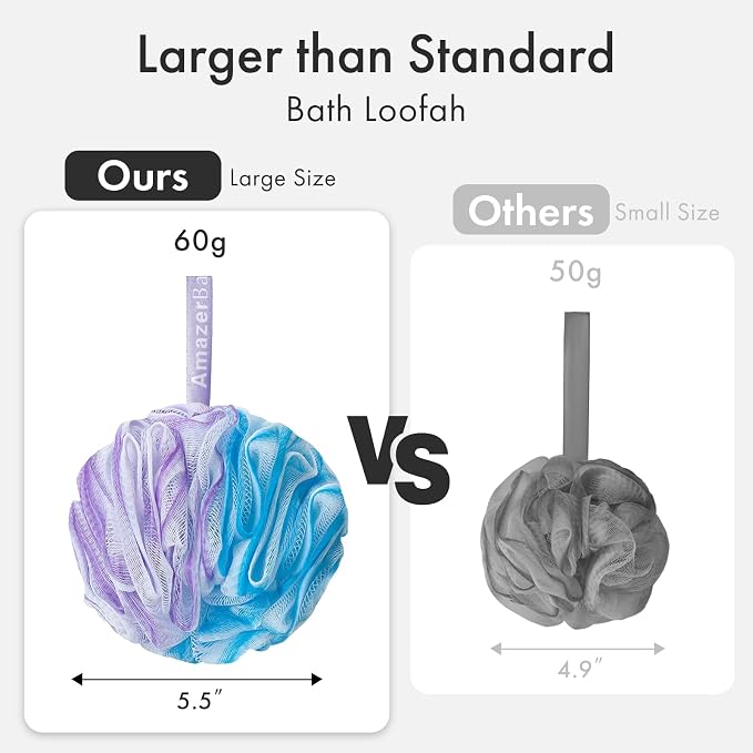 AmazerBath Charcoal Loofah Sponge, Shower Loofah 60g/PCS - Image 5
