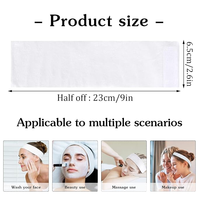 Pimoys 60 Count Spa Headband for Women Disposable Skincare Headbands for - Image 3