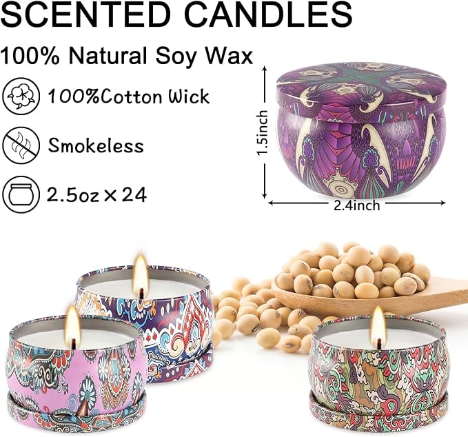 WPONSZU Scented Candles Gift Set, 2.5 oz Soy Wax Aromatherapy Candle - Image 6