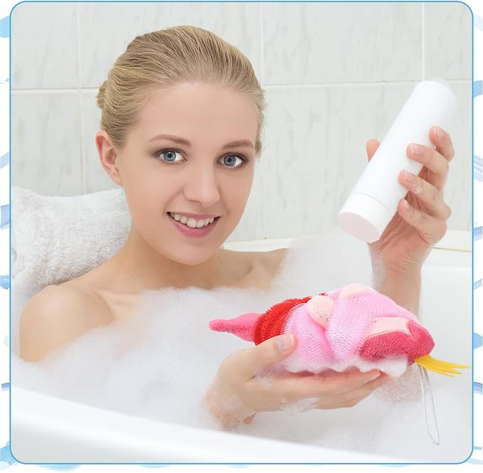 Tatuo 4 Pcs Animal Bath Loofahs Kids Body Loofah Cartoon Shower Cute Bath - Image 3