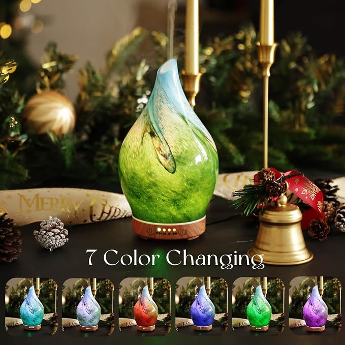 Porseme 150ml Essential Oil Diffuser Glass Color Changing Aroma Air Diffusers - Image 2