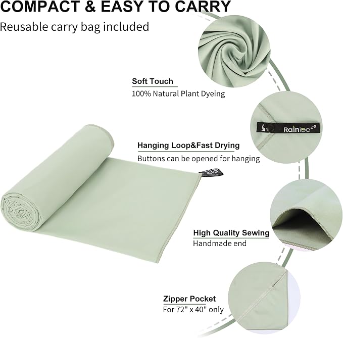 Rainleaf Microfiber Towel Perfect Travel & Gym & Camping Towel. Quick Dry - Image 3