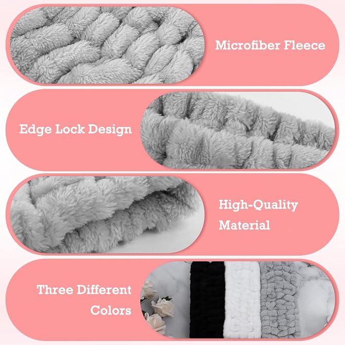 3PCS Spa Headband for Women – Soft Terry Cloth Hairband for Facial Makeup - Image 4