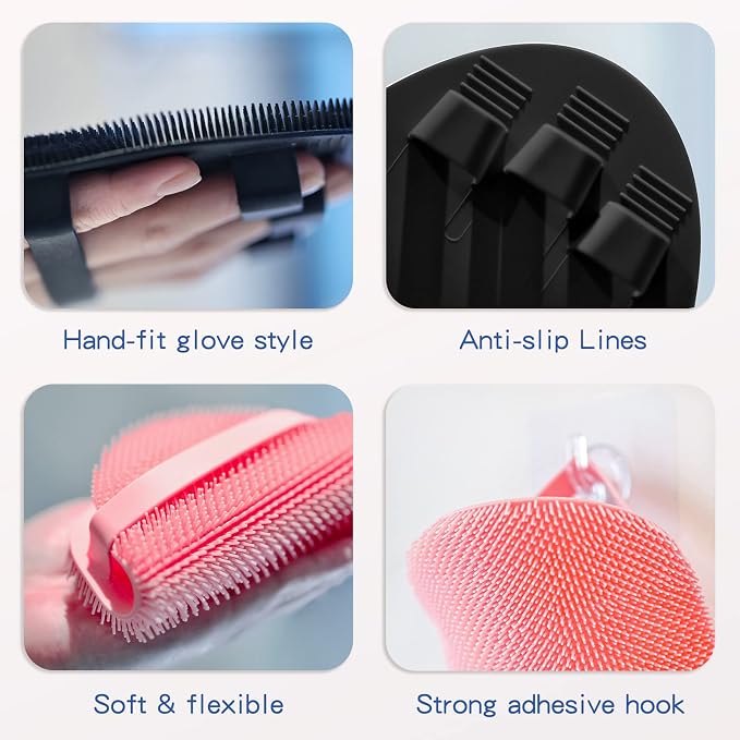 Manmihealth Silicone Back Scrubber & Soft Bath Glove, Silicone Scalp Massager - Image 5