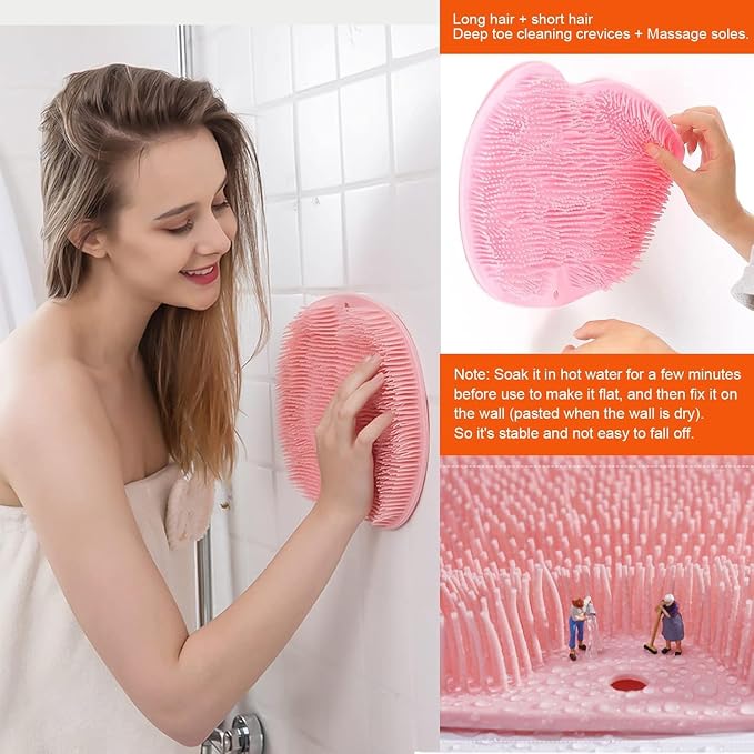 Shower Back & Foot Scrubber, Wall Mounted Back Scrubber Silicone Bath Massage - Image 5