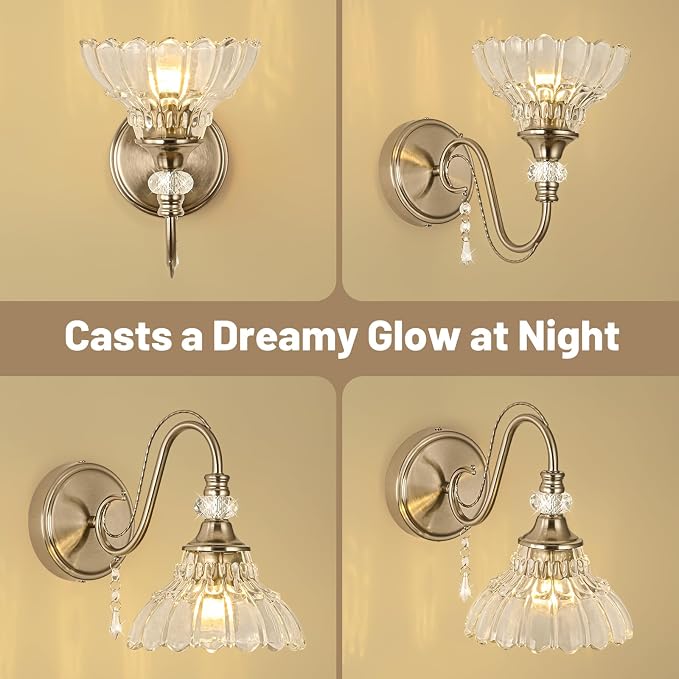 1 Piece Brushed Nickel Finish Wall Sconce, 1-Light Modern Wall Sconce - Image 3