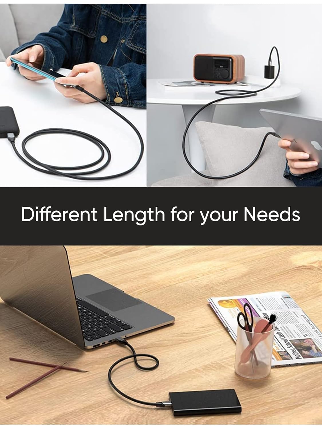 CableCreation USB C to USB A Cable 1FT 2Pack, USB-C to USB 3.1 USB 3.2 Gen2 10Gbps USB-A to C Data Cable, Android Auto Cord 3A for Type C External SSD MacBook Pro iPad S21, iPhone 15/16 Pro Max