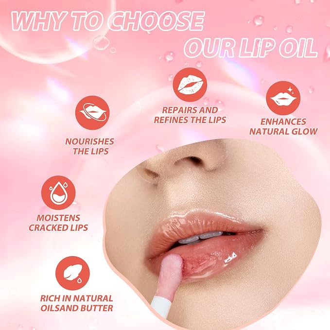 LANGMANNI Moisturizing Lip Oil, No-Sticky Lip Gloss Lip Balm Lip Care, Fruit - Image 6