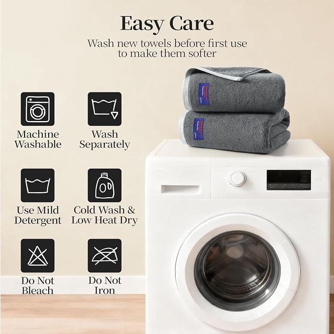 REDKISS 6 Piece Luxury Bath Towel Set, 2 Bath Towels, 2 Hand Towels, 2 - Image 9