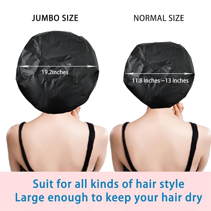 Jumbo Size Shower Cap 2 PCS Waterproof Shower Caps - Image 6