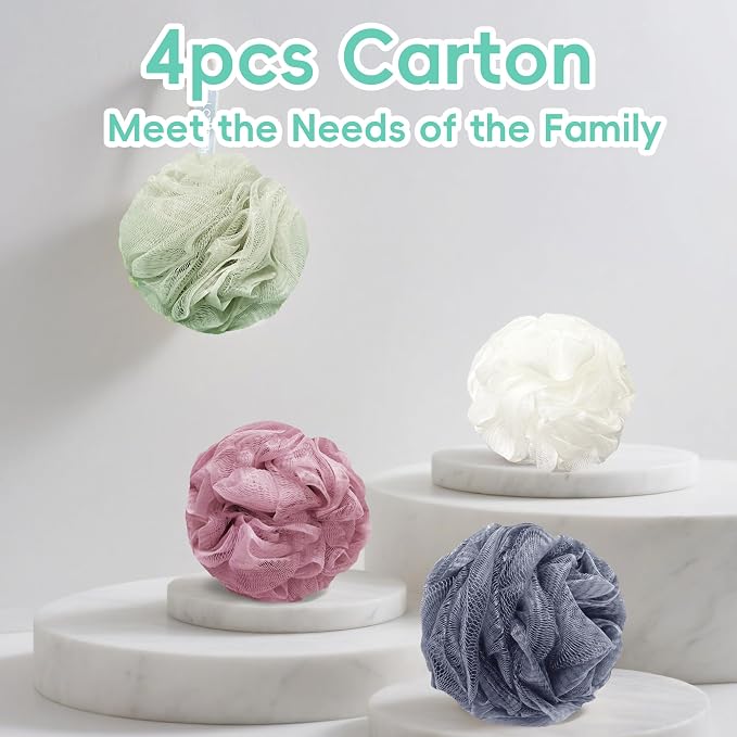 Shower Loofah 4PCS Soft Bath Body Sponge 60g Loofa Set Thick Wash Puffs - Image 6